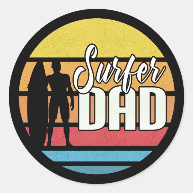 Surfer Dad Father's Day Tropical Art | Sticker (Front)