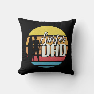 Surfer Dad Father's Day Tropical Art Throw Pillow