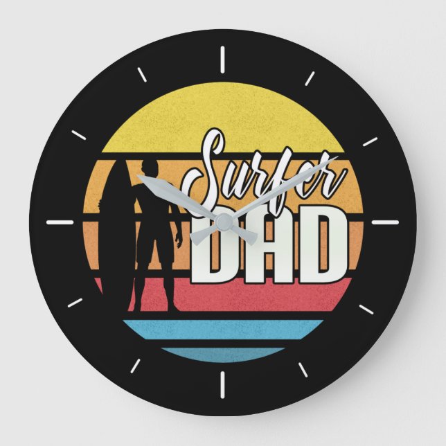 Surfer Dad Father's Day Tropical Art | Wall Clock (Front)