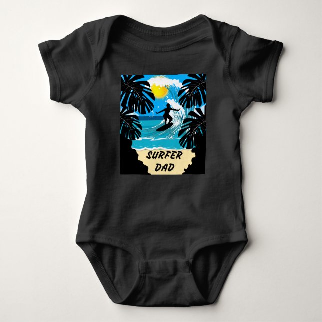 Surfer Dad/Happy Father's Day Baby Bodysuit (Front)
