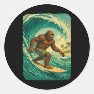 Surfer Design Men Hawaii Surfer Dude Boys Surfing Classic Round Sticker