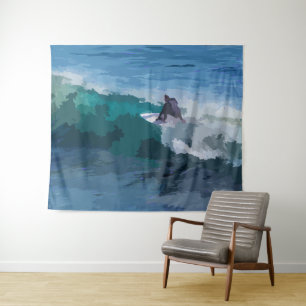 Surfer Digital Impressionism Tapestry