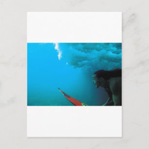 Surfer diving under a wave in Rapa Nui Postcard
