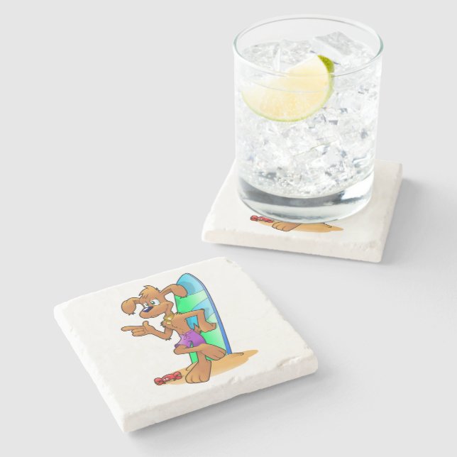 SURFER DOG STONE COASTER (Side)