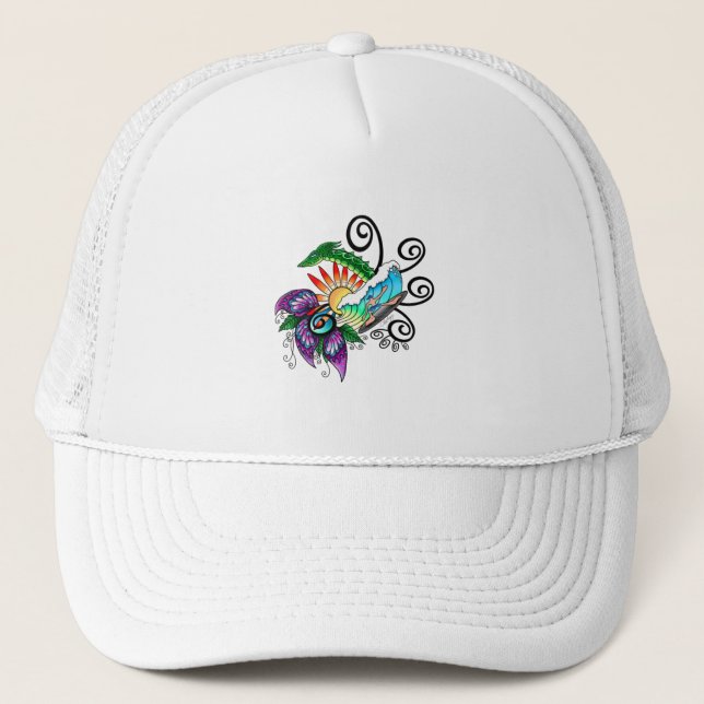 Surfer Dude Cartoon Trucker Hat (Front)