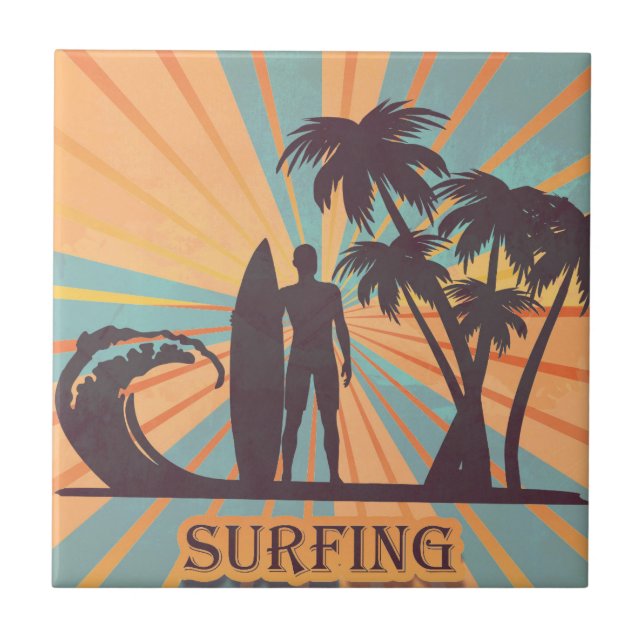 Surfer Dude Ceramic Tile (Front)