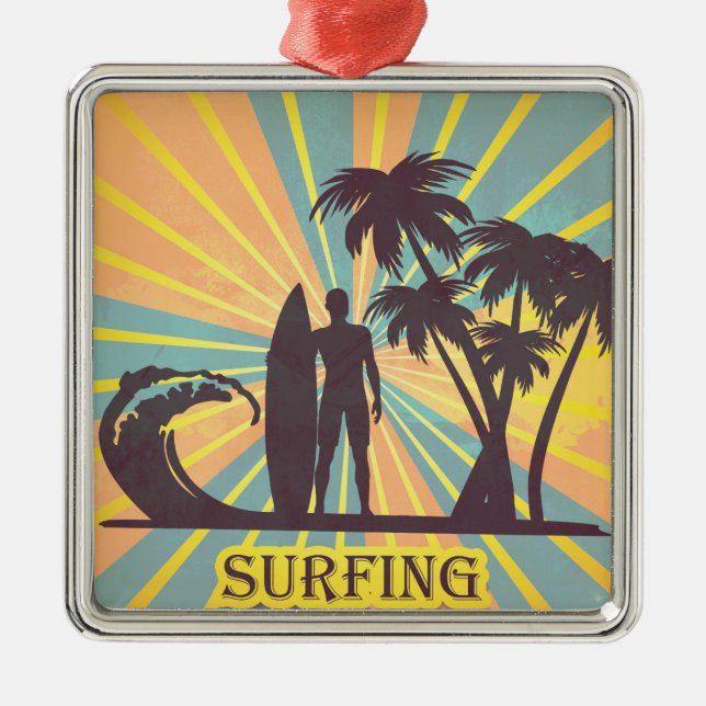 Surfer Dude Metal Ornament (Front)
