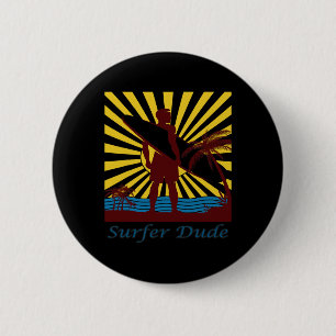 Surfer Dude, Surfing 6 Cm Round Badge
