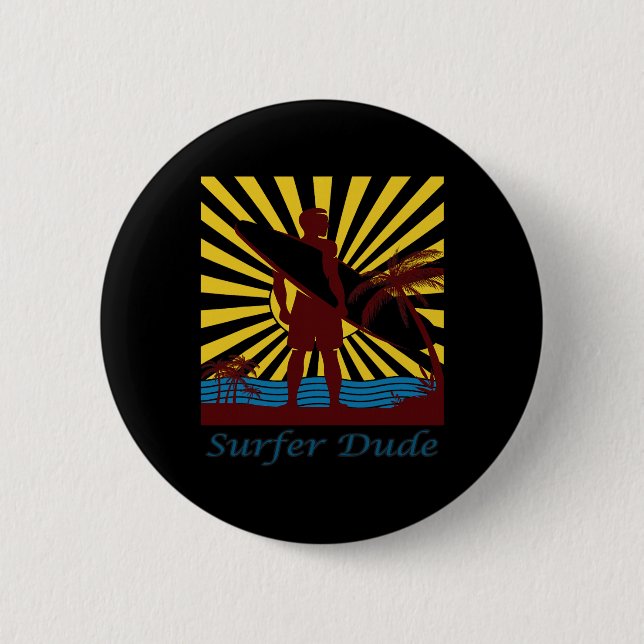 Surfer Dude, Surfing  6 Cm Round Badge (Front)