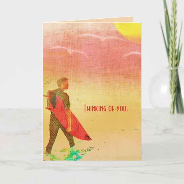 Surfer Dude - Thinking of You Customisable Card (Front)