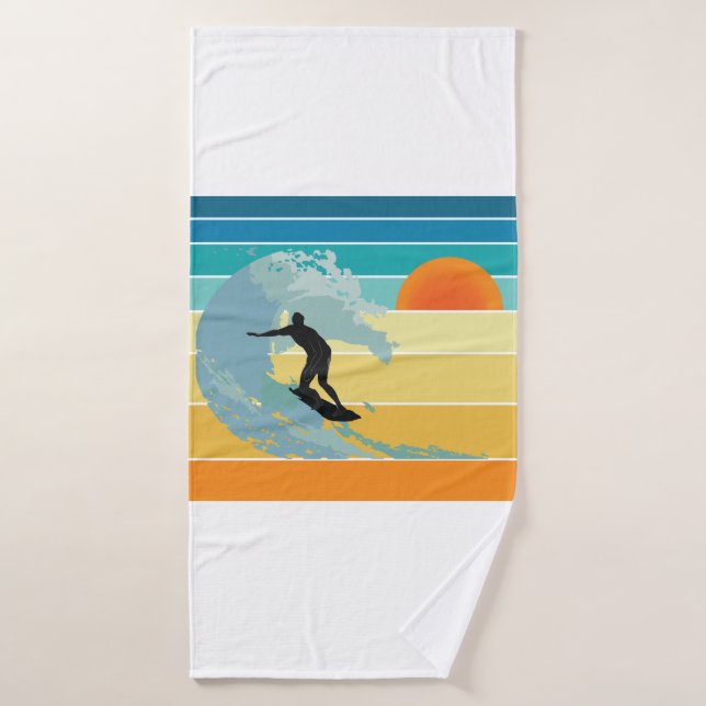 Surfer Dude Vintage Sunset Bath Towel (Bath Towel)