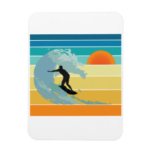 Surfer Dude Vintage Sunset Magnet