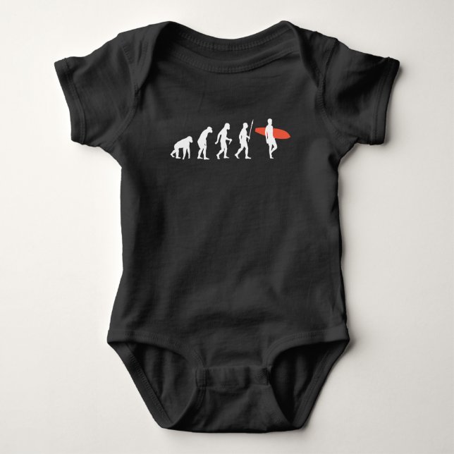 Surfer Evolution Surfing Surfboard Beach Baby Bodysuit (Front)
