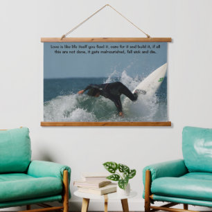 Surfer Falling into the Surf Hanging Tapestry