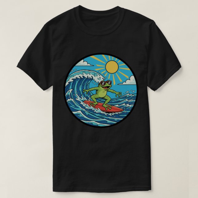 Surfer Frog - Catching a Wave T-Shirt (Design Front)