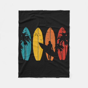 Surfer Gift Vintage Surfing Surf Board Beach Fleece Blanket