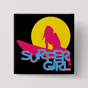 Surfer Girl 15 Cm Square Badge
