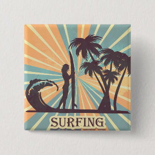 Surfer Girl 15 Cm Square Badge