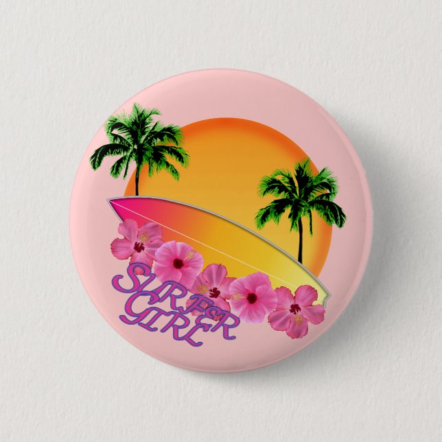 Surfer Girl 6 Cm Round Badge (Front)