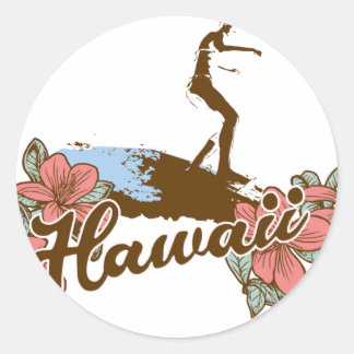 surfer girl beach hawaii surf hawaiian classic round sticker