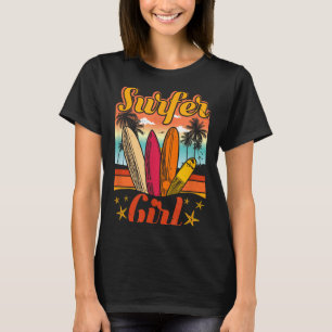 Surfer Girl Beach Retro 70s Vintage Surfing T-Shirt