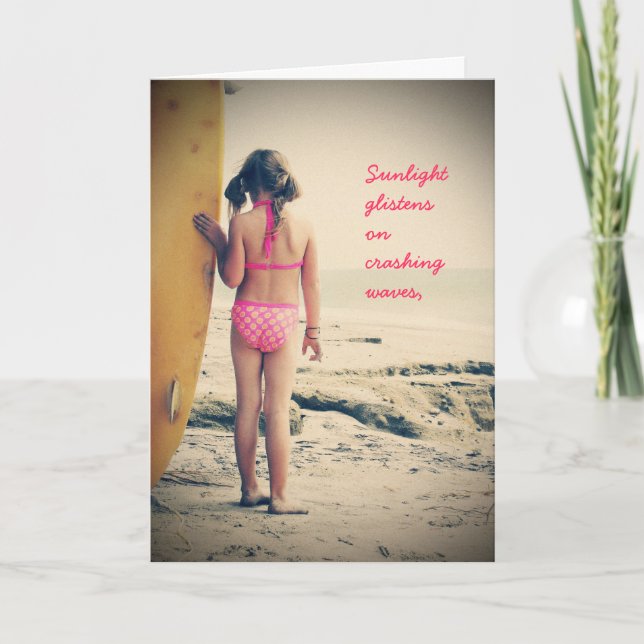 Surfer Girl Birthday Card (Front)