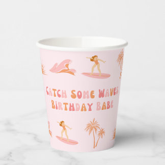 Surfer Girl Birthday Paper Cups