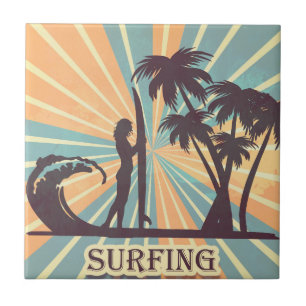 Surfer Girl Ceramic Tile