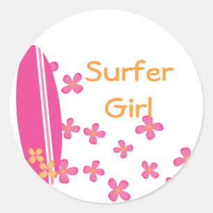 Surfer Girl Classic Round Sticker