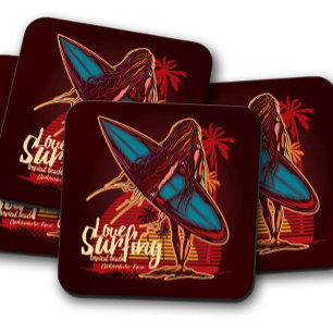 Surfer Girl Coaster Set   Fun Surfer Coaster Set