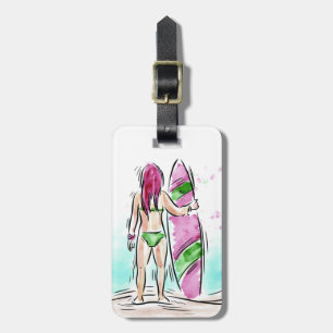 Surfer Girl custom luggage tag
