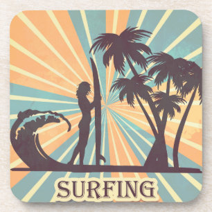 Surfer Girl Hard Plastic Coaster