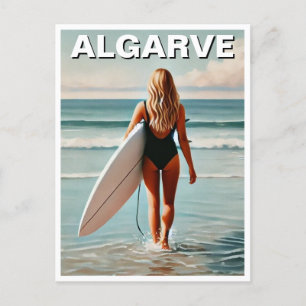 Surfer girl in Algarve Portugal Postcard