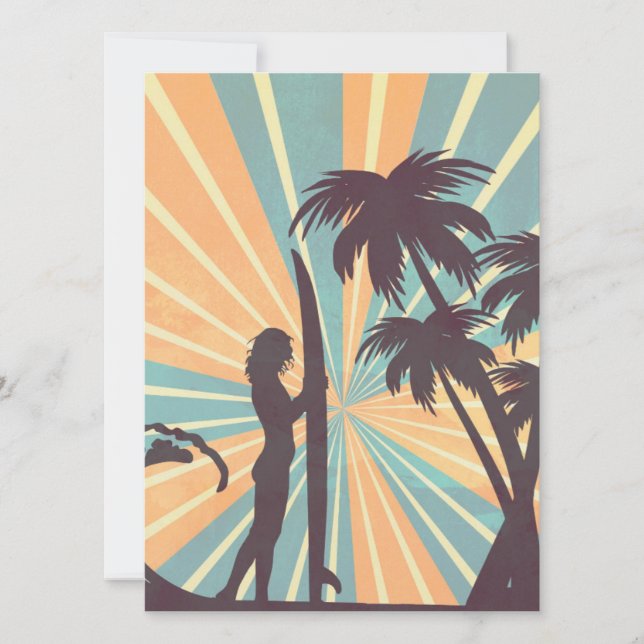 Surfer Girl Invitation Card (Front)