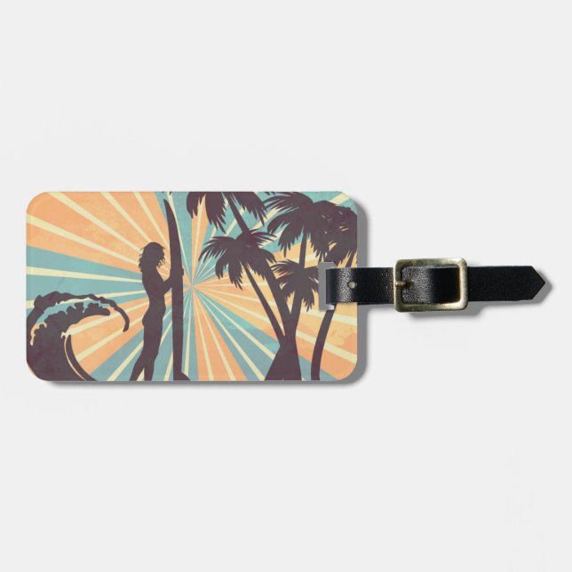 Surfer Girl Luggage Tag (Front Horizontal)