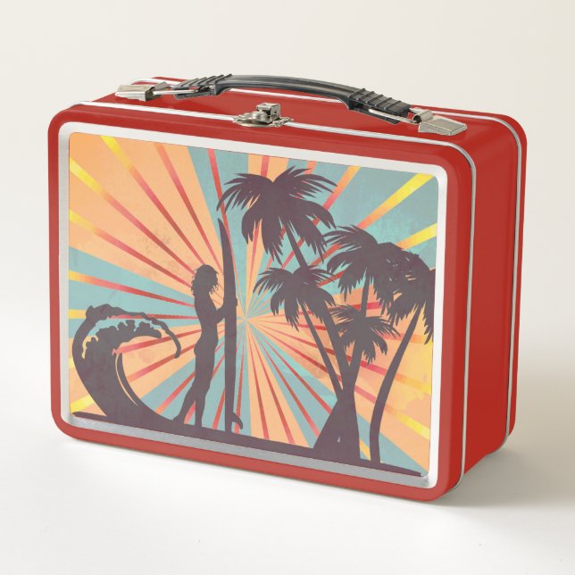 Surfer Girl Metal Lunch Box (Front)