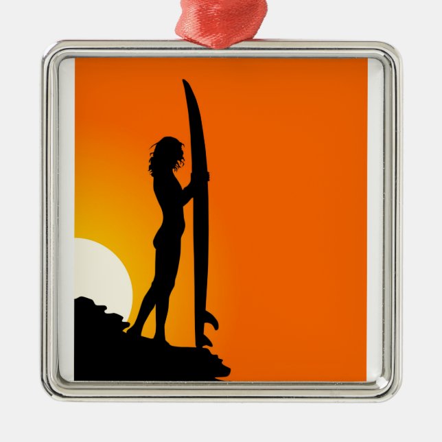 Surfer Girl Ornament (Front)