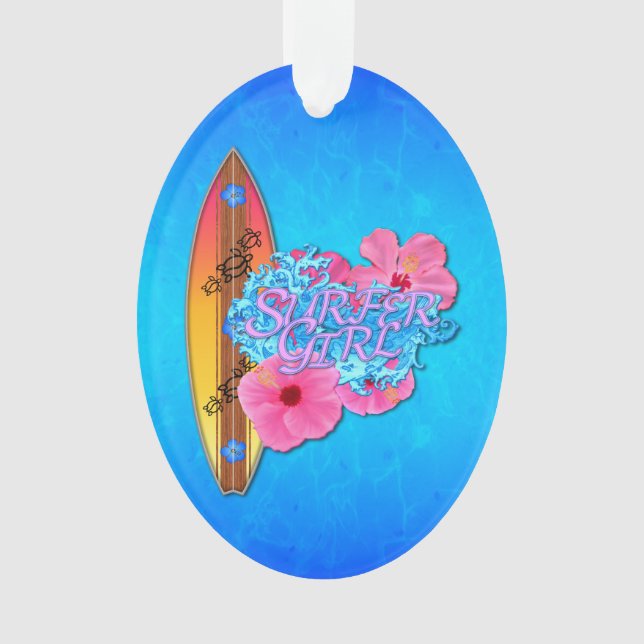 Surfer Girl Ornament (Front)