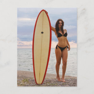 Surfer girl photo postcard