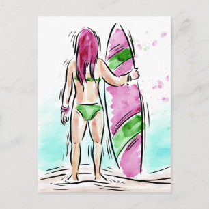 Surfer Girl postcard