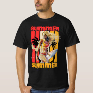Surfer Girl Retro Summer T-Shirt