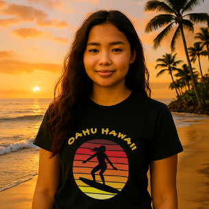 Surfer Girl Retro Sunset Template T-Shirt