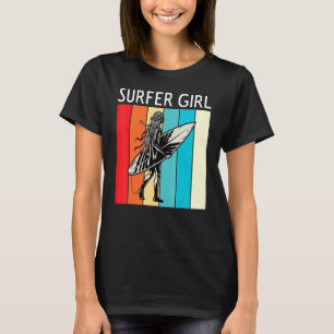 Surfer Girl Retro Surfing Aloha Hawaiian Wave Summ T-Shirt