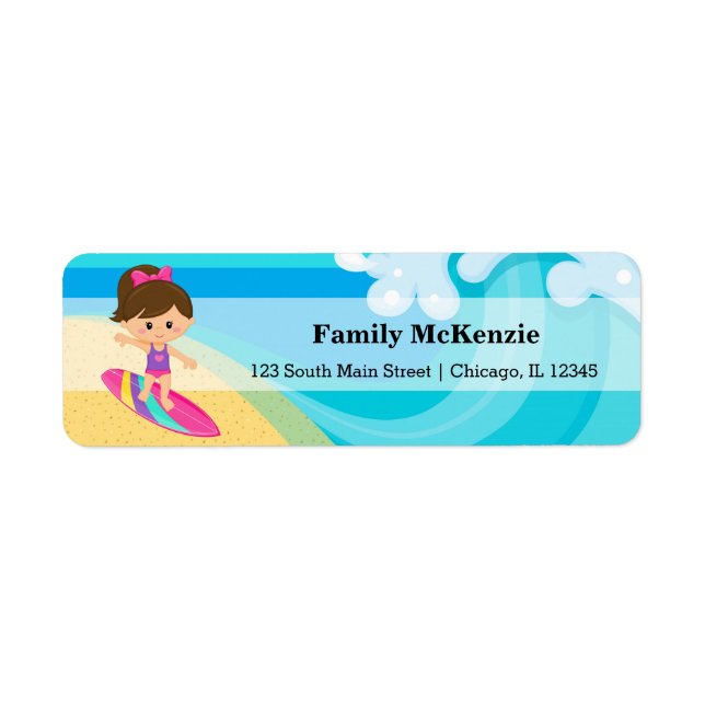 Surfer girl return address label (Front)