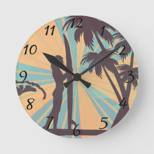 Surfer Girl Round Clock