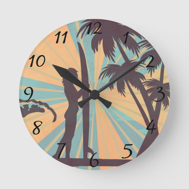Surfer Girl Round Clock (Front)