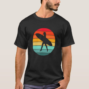 Surfer Girl Silhouette in a Sunset Circle T-Shirt