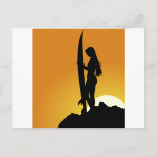 Surfer girl Silhouette Postcard