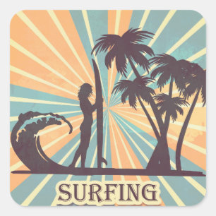 Surfer Girl Square Sticker