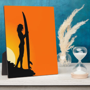 Surfer Girl Sunset Plaque